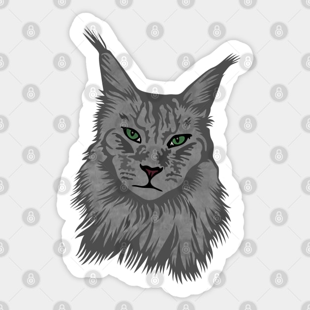 Maine Coon Cat Sticker by Miozoto_Design